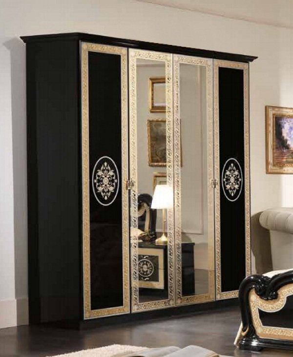 Tủ quần áo 4 cánh phong cách châu Âu đường nét cổ điển nhẹ