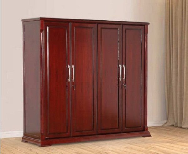 Tủ quần áo 4 cánh màu mật ong đẹp mắt cho phòng ngủ ấm áp