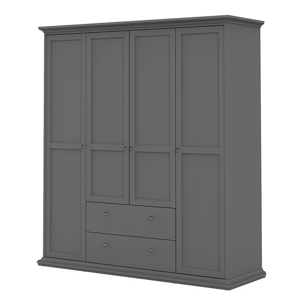 Tủ quần áo 4 cánh kiểu dáng cơ bản cho phòng ngủ gia đình