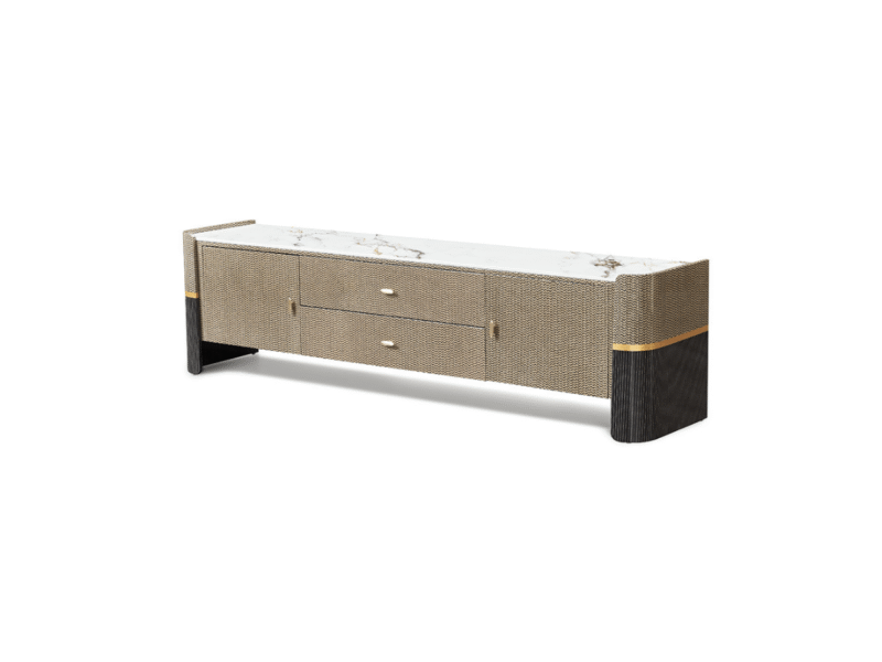 Kệ tivi mặt đá nhập khẩu KT8828-20 được chụp chính diện trên nền trắng, nổi bật với thiết kế hiện đại luxury. Thân kệ màu…