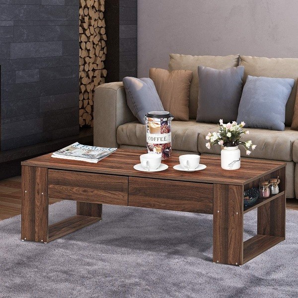 Bàn trà gỗ sồi phong cách vintage với vân gỗ tự nhiên nổi bật