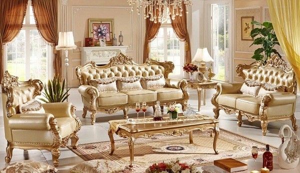 Bàn trà tân cổ điển gỗ sồi chạm khắc tỉ mỉ, sang trọng