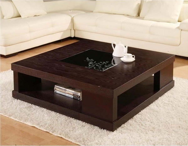 Bàn trà gỗ sồi hiện đại với đường nét vuông vắn, tối giản