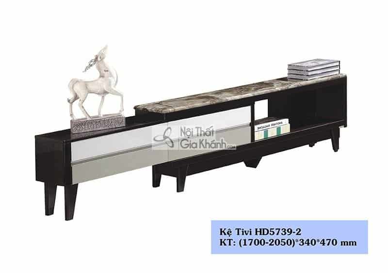 Kệ tivi nhỏ gọn chân cao HD5739-2 gỗ MFC đá công nghiệp cho phòng khách