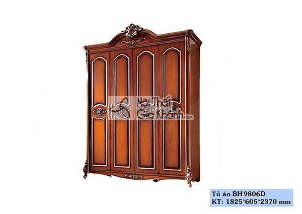 Tủ quần áo 4 cánh gỗ công nghiệp tông màu gỗ tự nhiên