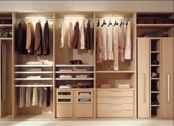 Tủ quần áo gỗ công nghiệp vân tự nhiên cho căn hộ chung cư