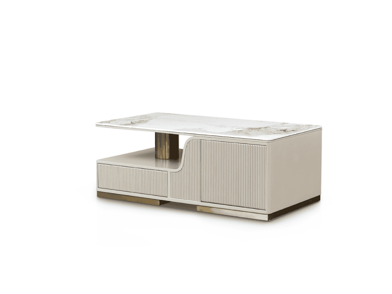 Bàn trà mặt đá luxury BT8829-13 được chụp góc nghiêng trên nền trắng, nổi bật vẻ đẹp hiện đại và sang trọng. Mặt bàn đá vâ…