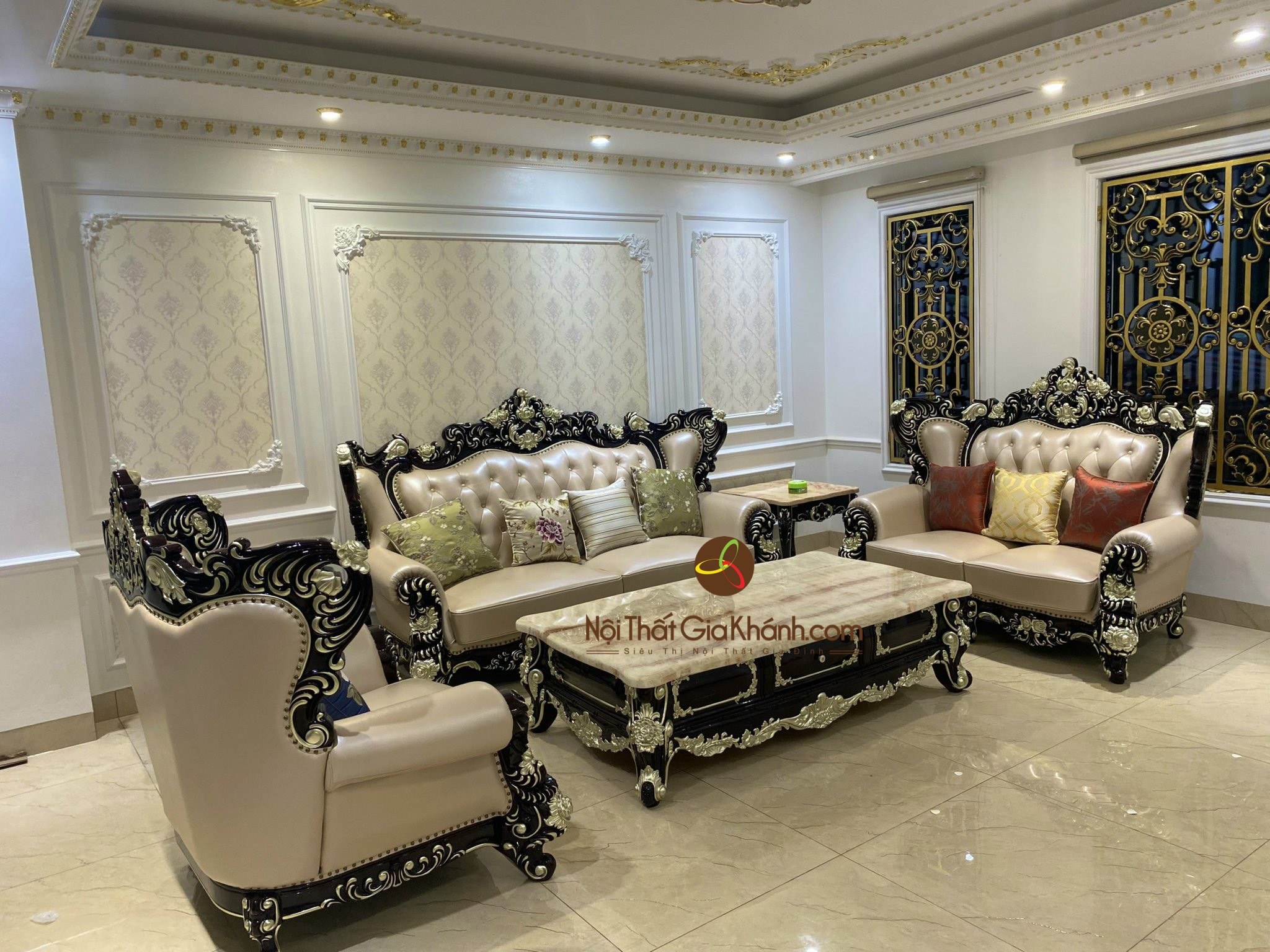 Bộ sofa 1-2-3 phong cách cổ điển hoàng gia nhập khẩu châu Âu SB988G
