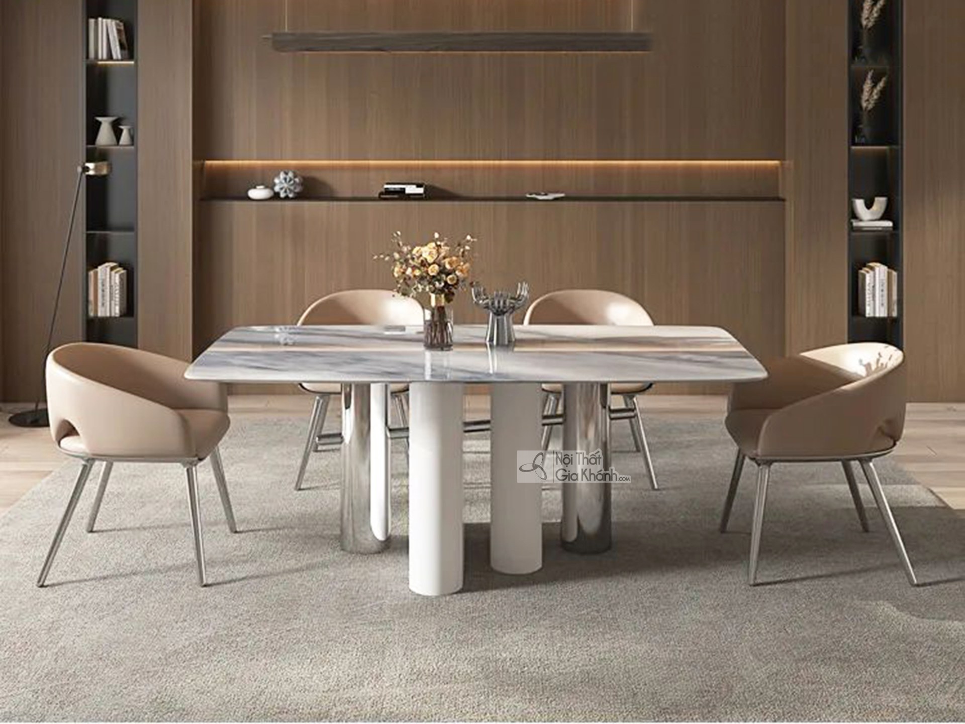 Bàn ăn mặt đá nhập khẩu Đài Loan BAHT5056C-2 tại showroom Gia Khánh