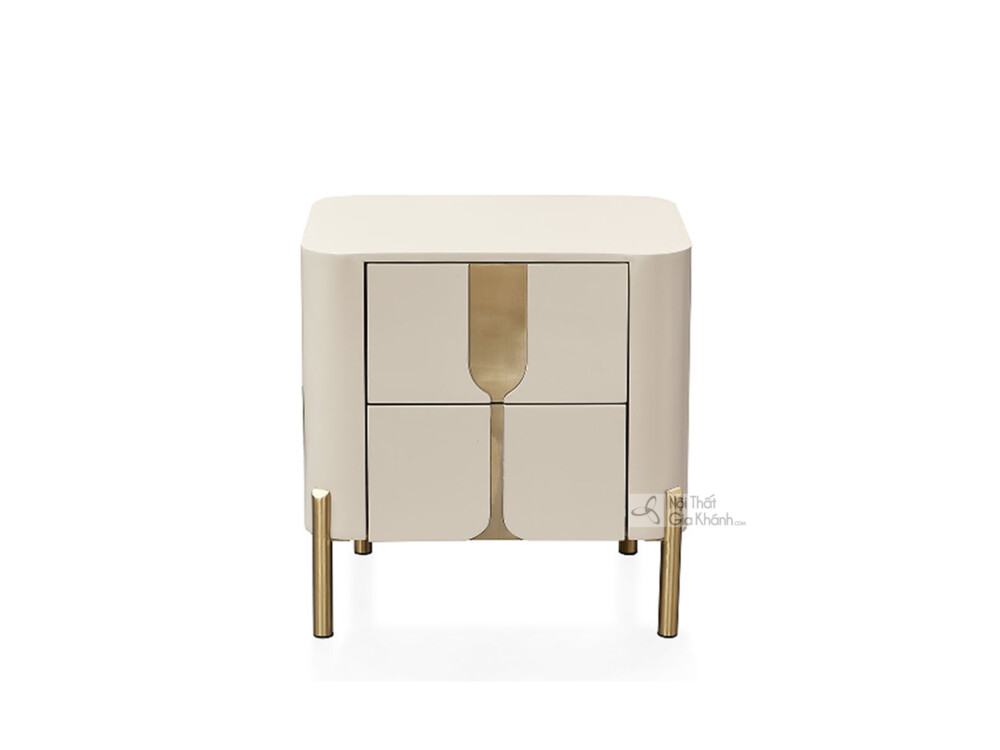 Hình ảnh tủ đầu giường TA8808 chụp chính diện trên nền trắng, làm nổi bật thiết kế đối xứng của hai ngăn kéo và chi tiết k…