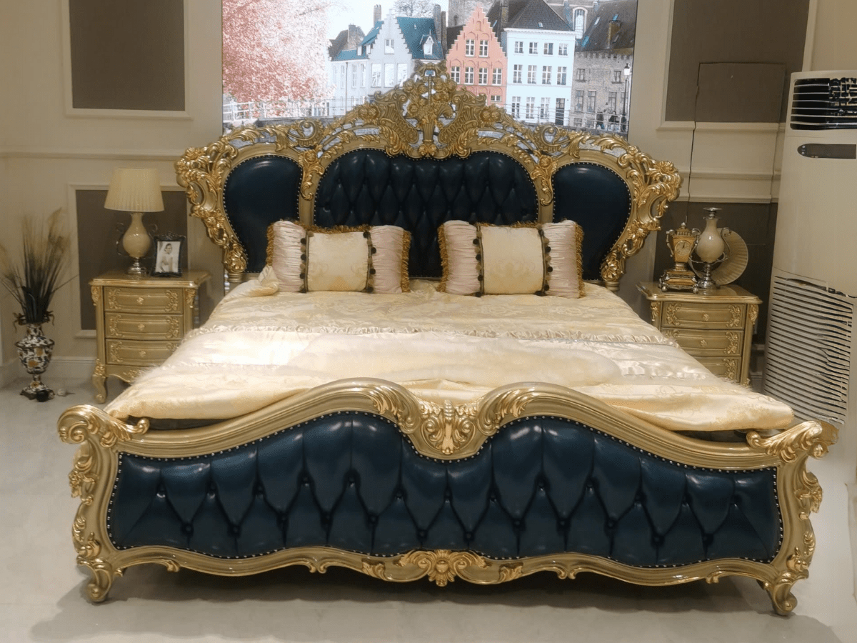 Giường Ngủ Tân Cổ Điển 2M Bọc Da Bò Tự Nhiên GI999-20