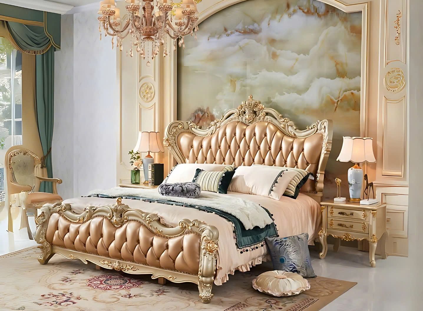 Giường ngủ tân cổ điển REGALIA GIB68-20 được bài trí trong không gian phòng ngủ sang trọng. Giường có đầu và chân giường b…