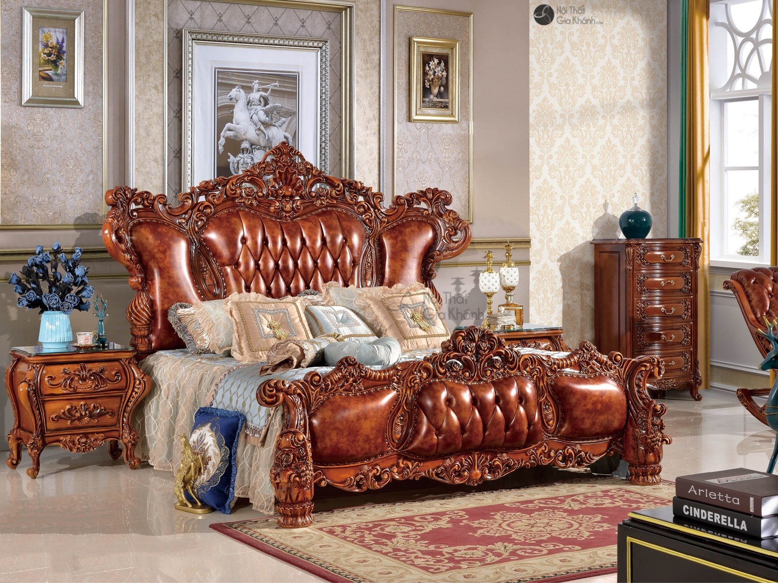Giường Ngủ Tân Cổ Điển 1m8x2m Nhập Khẩu GIB51-18