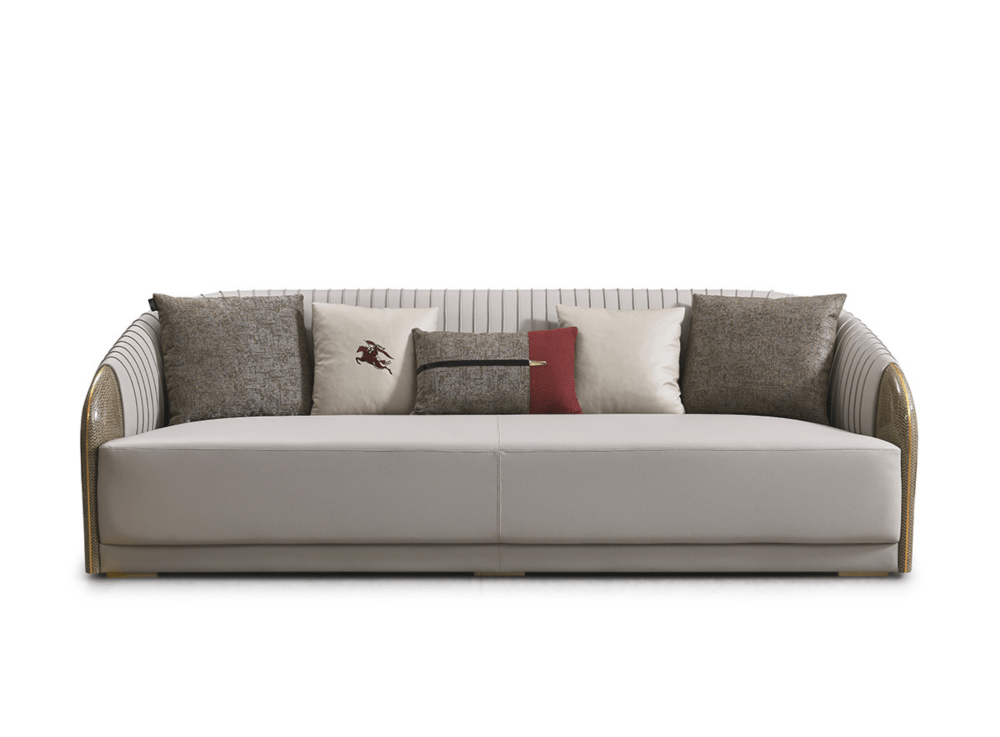 Sofa băng 3 với kiểu dáng thanh lịch, bọc da nhân tạo cao cấp màu xám nhạt, mang lại cảm giác êm ái. Chân sofa được làm từ…