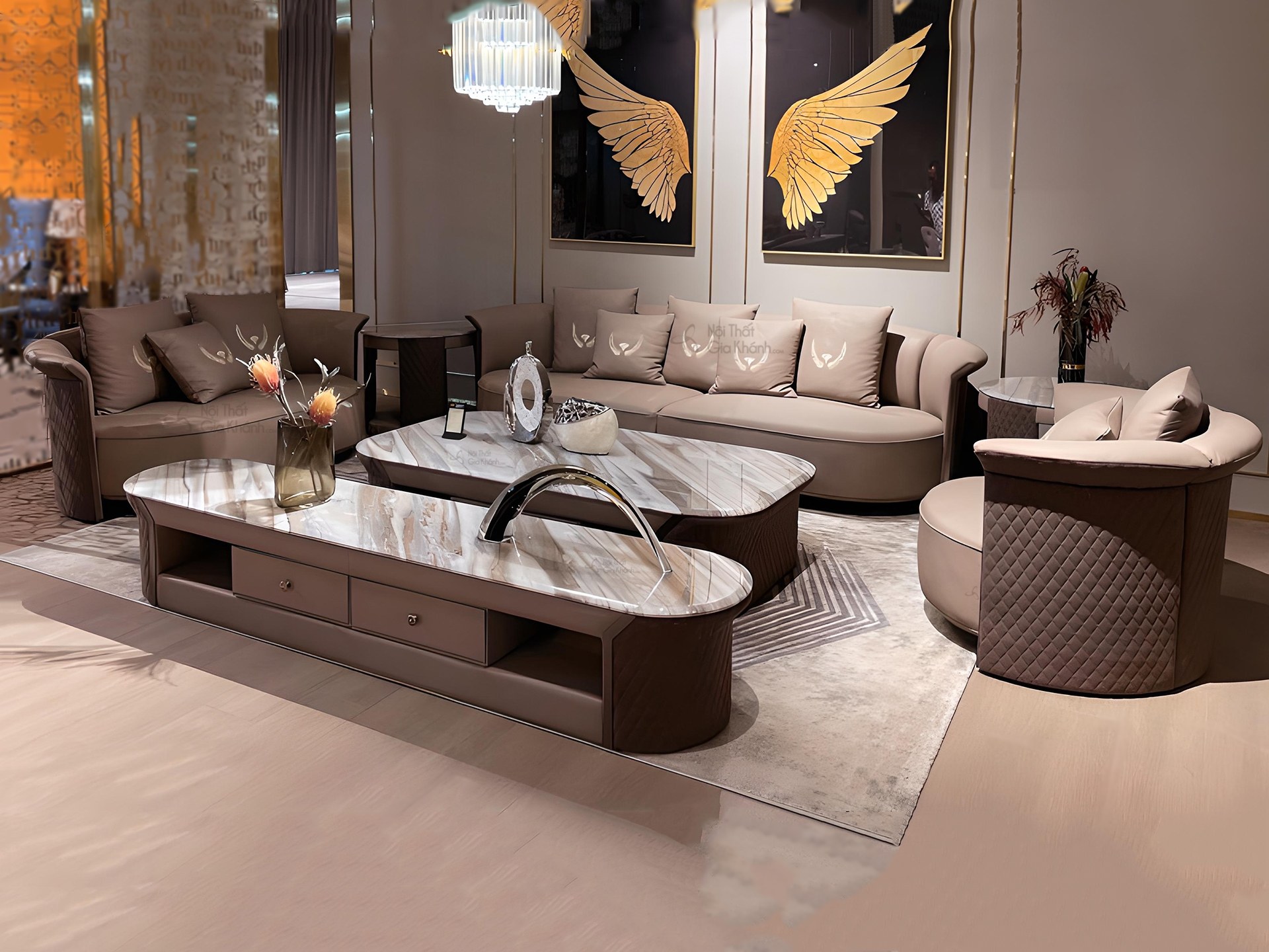 bo sofa ban tra ke tivi dong bo hien dai phong cach y sfv130