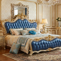 Giường ngủ tân cổ điển GIB06-20 được đặt trong không gian phòng ngủ luxury, chụp góc rộng hơi chếch sang phải. Giường nổi…