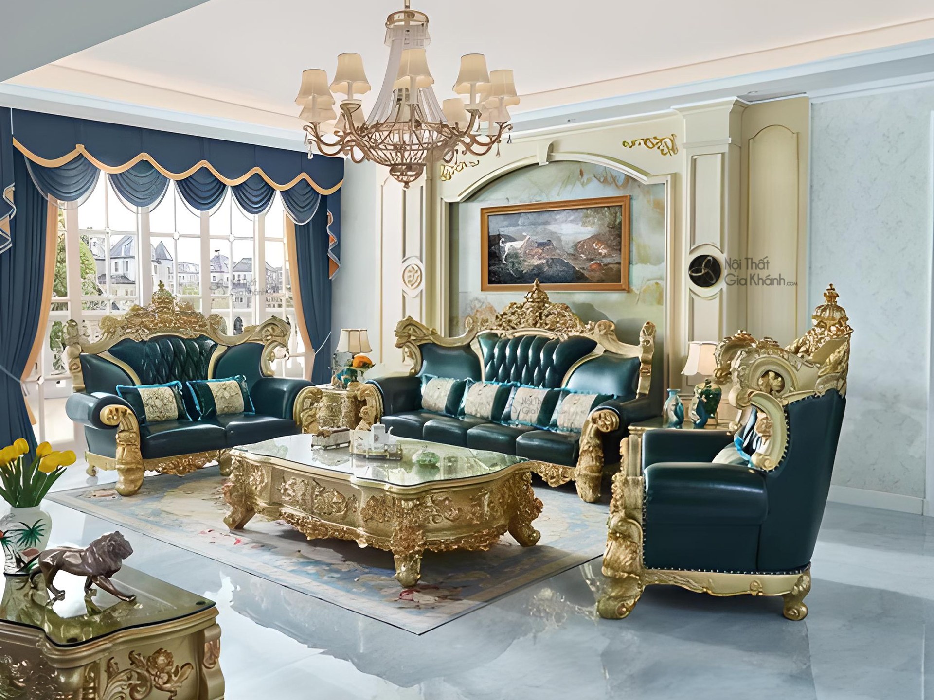 BỘ SOFA PHÒNG KHÁCH PHONG CÁCH CỔ ĐIỂN SF-HG01