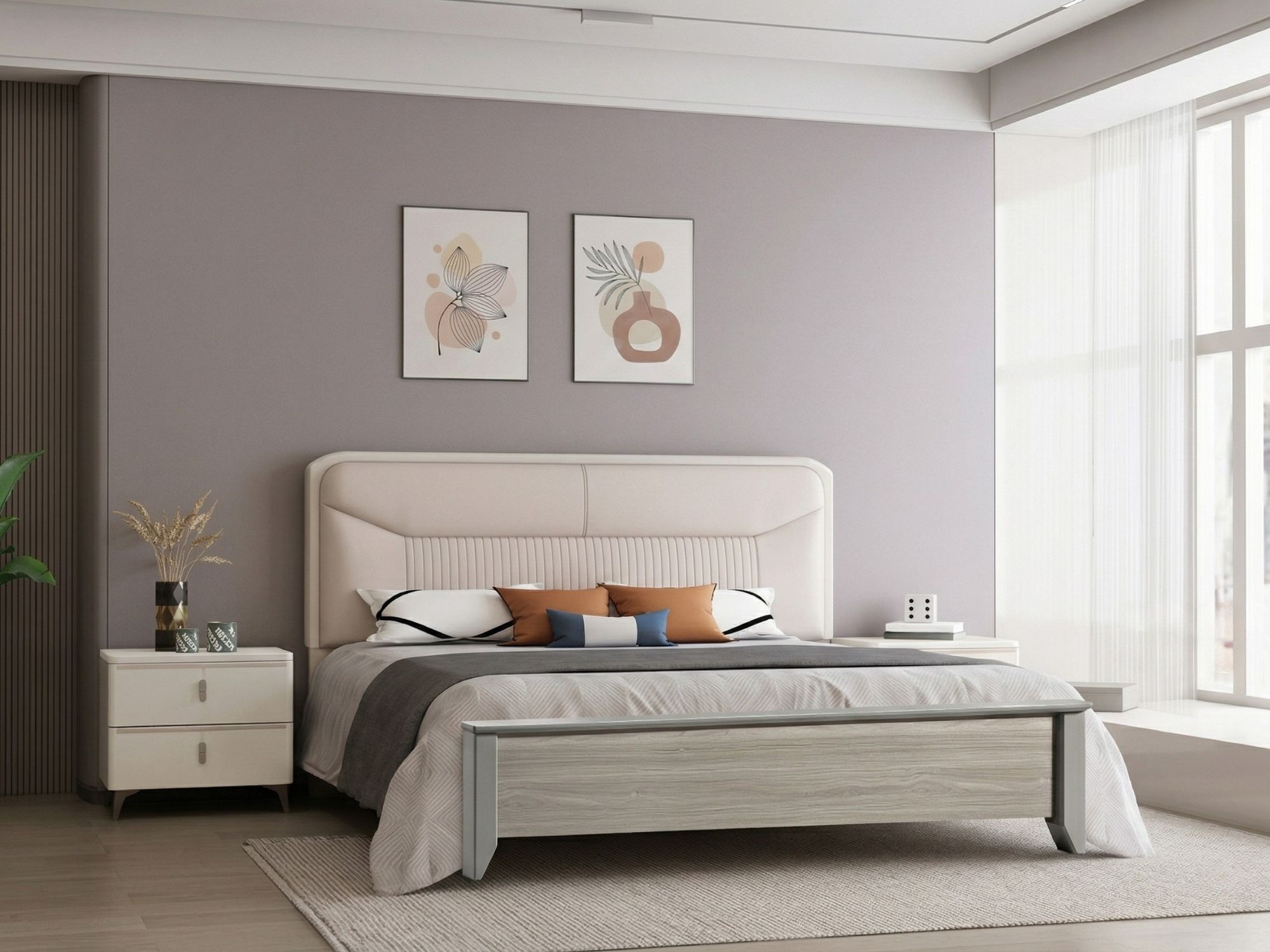 Giường Ngủ Hiện Đại Kèm 2 Tủ Đầu Giường GI6803-1