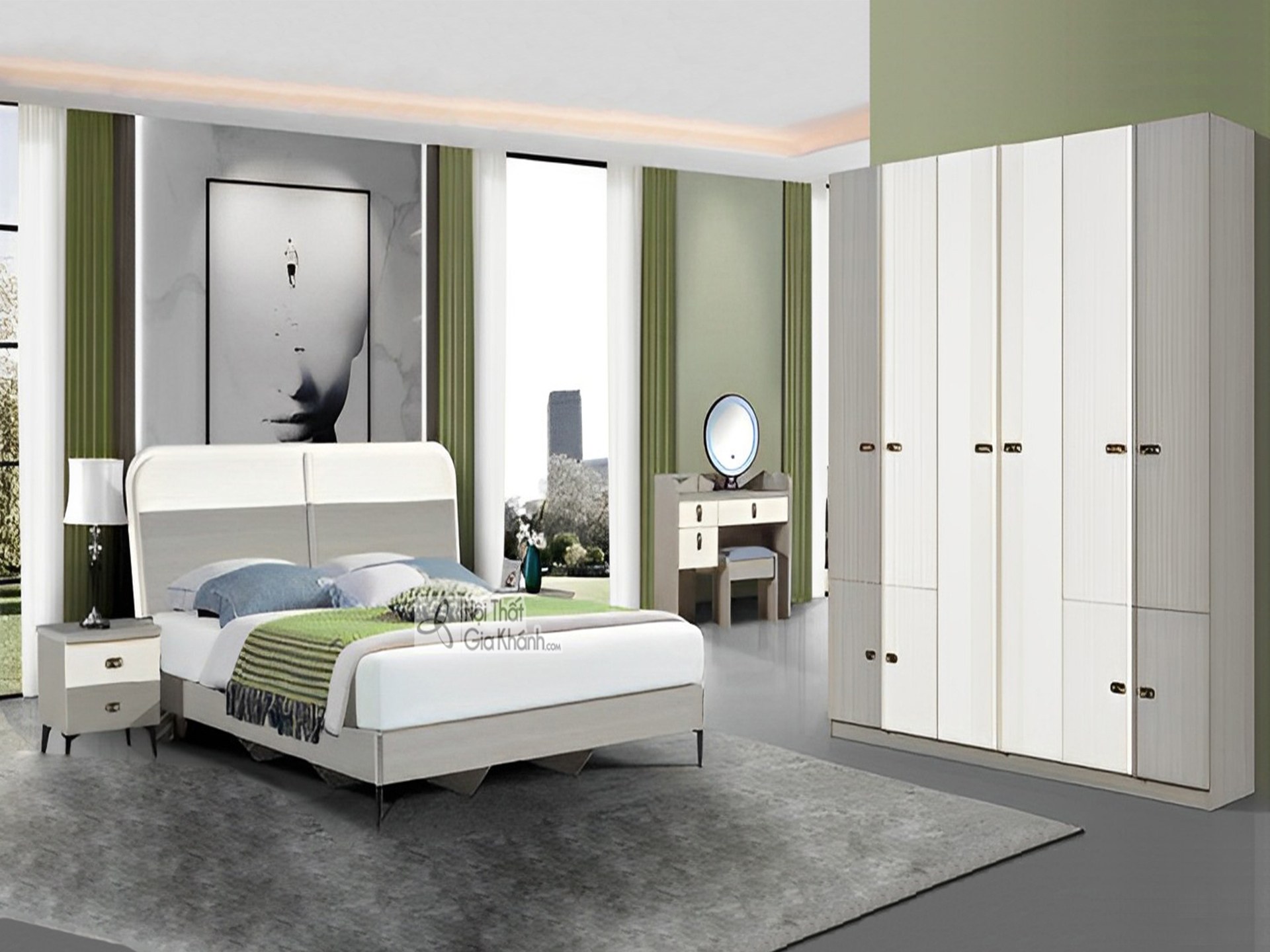 Bộ Giường Tủ Hiện Đại Phong Cách Italy GI6101-1 giá 37 triệu