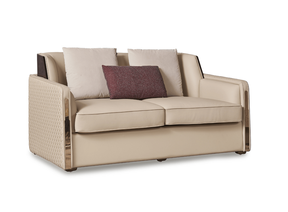 Ghế sofa băng đôi SFQ670 màu kem nhạt, bọc da bò tự nhiên mềm mại. Thiết kế hiện đại luxury với các đường nét thanh thoát…