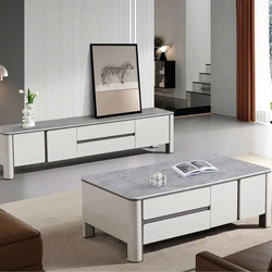 Bàn trà hiện đại BT2519-13 và kệ tivi đồng bộ được đặt trong không gian phòng khách sang trọng. Bàn trà hình chữ nhật với…