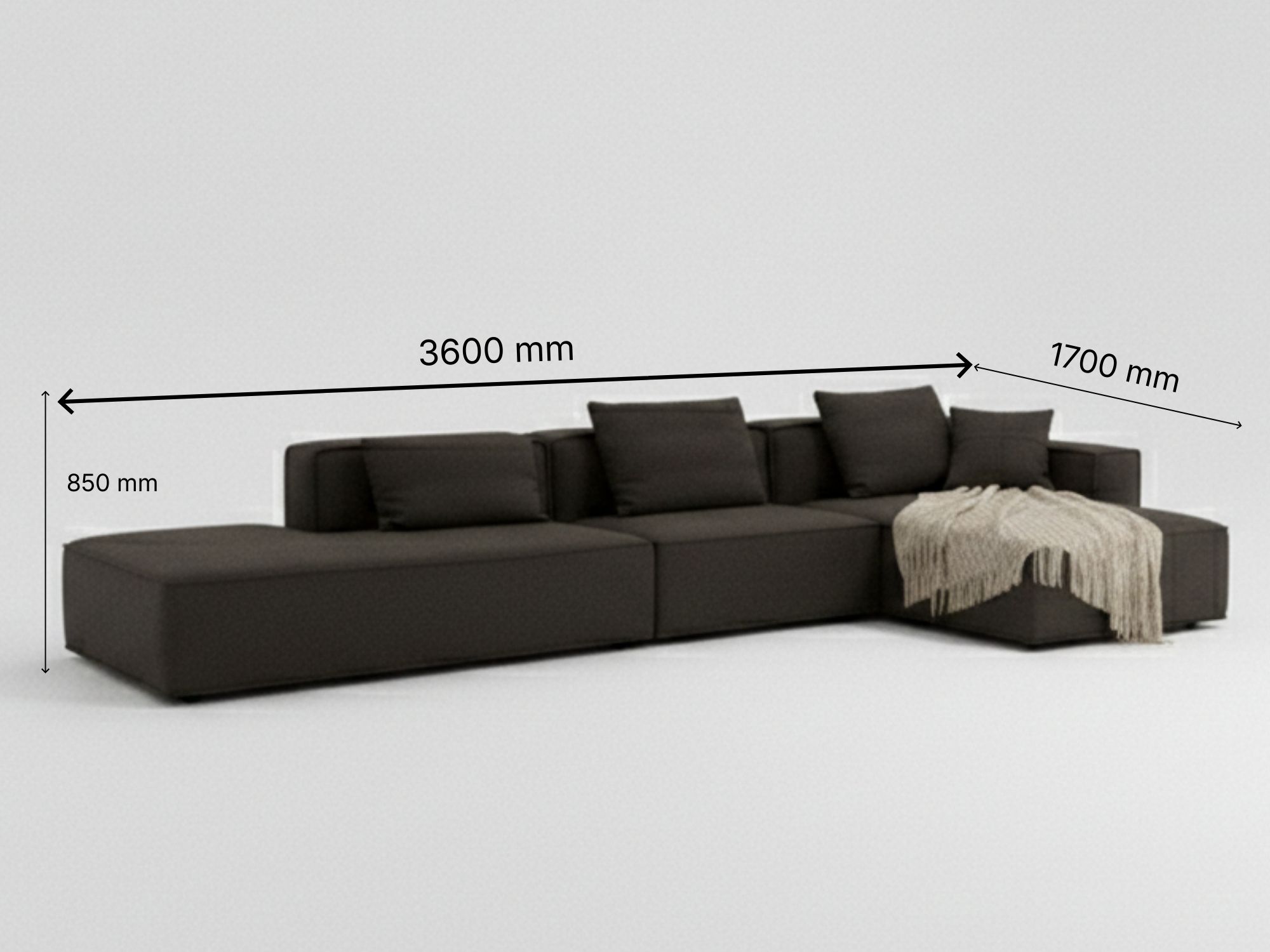 Sofa màu xám đậm phối tường trắng cho phòng khách hiện đại 2026