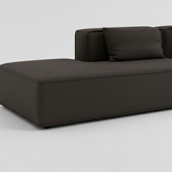 Cận cảnh phần ghế dài (chaise lounge) của bộ sofa góc trái SF1801B màu nâu đậm. Thiết kế đệm ngồi liền mạch, rộng rãi, kết…