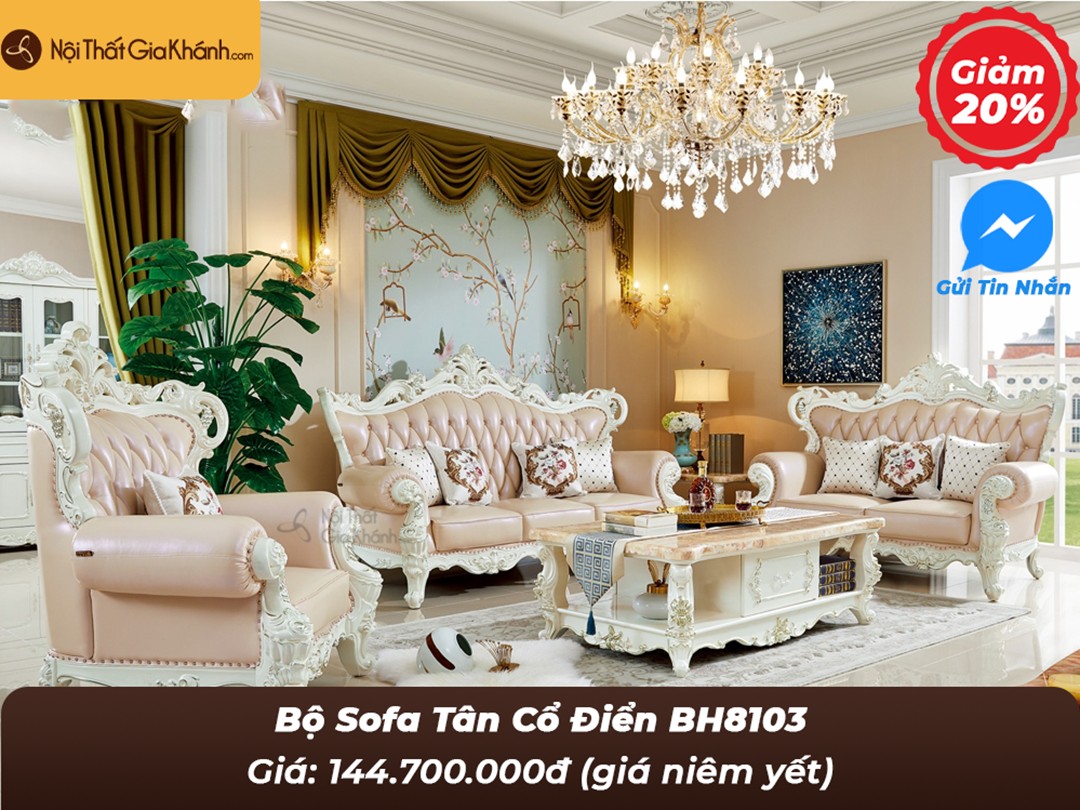 bo sofa tan co dien boc da cao cap bh8103