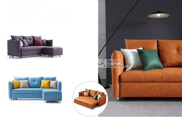 Bố cục ảnh tổng hợp giới thiệu các tùy chọn của mẫu sofa giường SF271-5G. Bao gồm một bộ sofa góc màu xám đậm, một bộ sofa…