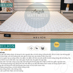 Đệm lò xo liên kết cao cấp Helios thương hiệu Angelo được đặt trên một chiếc giường ngủ hiện đại, chụp từ góc nhìn hơi cao…