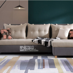 Ghế sofa giường góc chữ L SF250-8G được chụp toàn cảnh trong không gian phòng khách hiện đại. Sofa có thiết kế tối giản vớ…