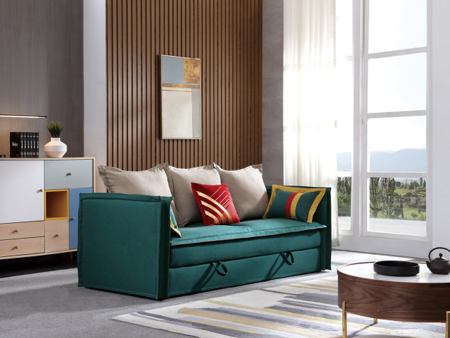 Sofa giường kéo không chân đa năng màu xanh SF198-1G