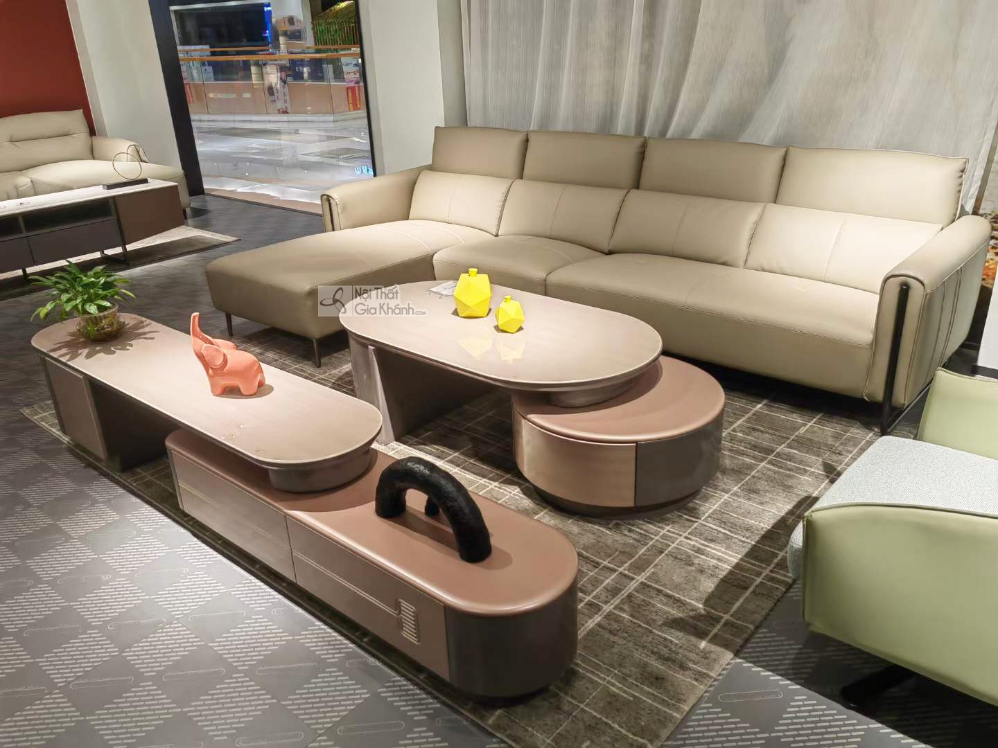 Bộ sofa da 3 băng góc phải SF538 nhập khẩu chân inox 304 sáng bóng