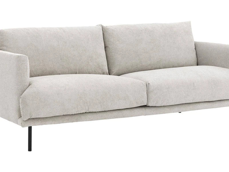 Sofa băng Michelle SF-452 bọc vải màu be nhạt, chụp góc nghiêng từ phía trước bên trái. Sofa có kiểu dáng hiện đại, tối gi…
