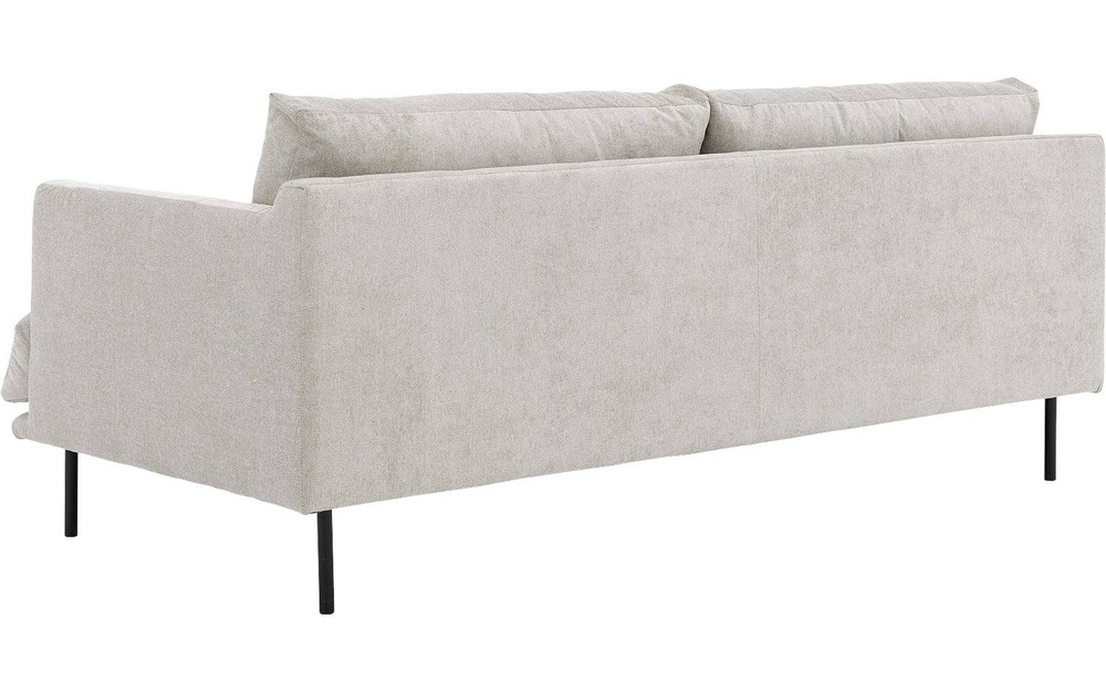 Sofa băng Michelle SF-452 bọc vải màu be nhạt, chụp góc nghiêng từ phía sau bên phải. Hình ảnh cho thấy rõ phần lưng ghế đ…