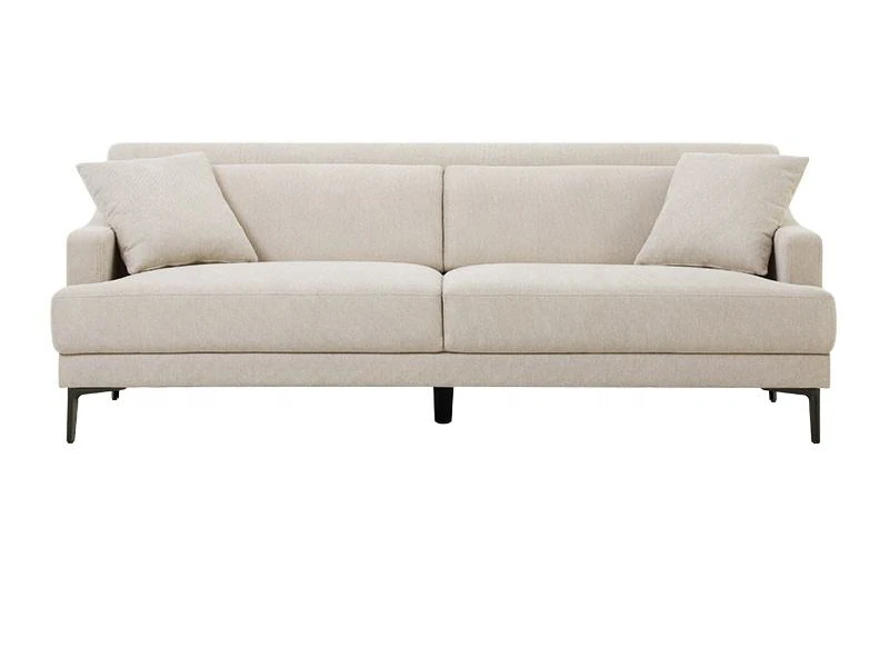 Sofa băng 3 chỗ SF-189 màu be nhạt, chụp chính diện trên nền trắng. Thiết kế tối giản với đường nét thanh mảnh, đệm ngồi v…