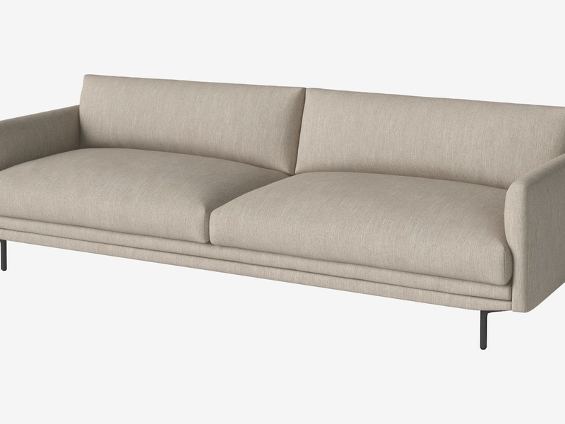 Sofa 3 băng Lomi SF-344 được chụp từ góc 3/4 phía trước, nổi bật trên nền trắng tinh tế. Ghế có thiết kế hiện đại với đườn…