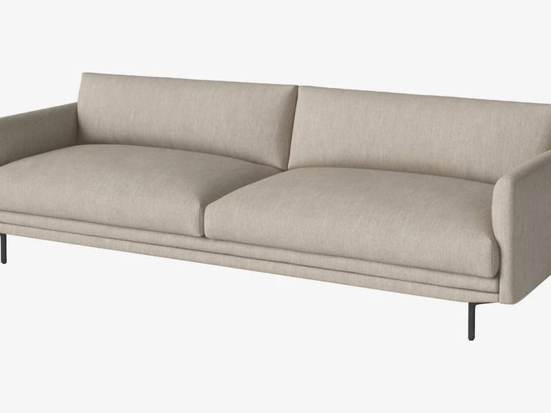 Sofa 3 băng Lomi SF-344 được chụp từ góc 3/4 phía trước, nổi bật trên nền trắng tinh tế. Ghế có thiết kế hiện đại với đườn…