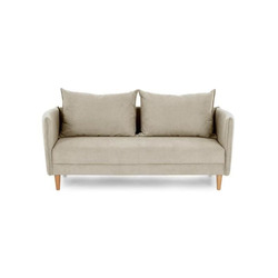 Ghế sofa băng SF-455 màu be/camel, chụp chính diện toàn bộ sản phẩm trên nền trắng. Sofa có hai đệm tựa lưng vuông vắn, ta…