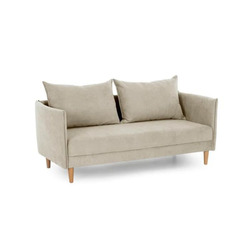 Ghế sofa băng SF-455 màu be nhạt, chụp chính diện trên nền trắng. Sofa có thiết kế hiện đại với hai đệm ngồi và hai đệm tự…