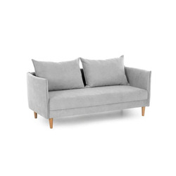 Ghế sofa băng SF-455 màu xám nhạt, chụp chính diện hơi chếch góc, đặt trên nền trắng. Sofa có thiết kế hiện đại với hai đệ…