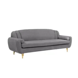 Sofa băng Filbert SF-370 màu xám, chụp góc nghiêng từ phía trước bên phải. Sofa có tay vịn thấp, tựa lưng cong nhẹ với các…
