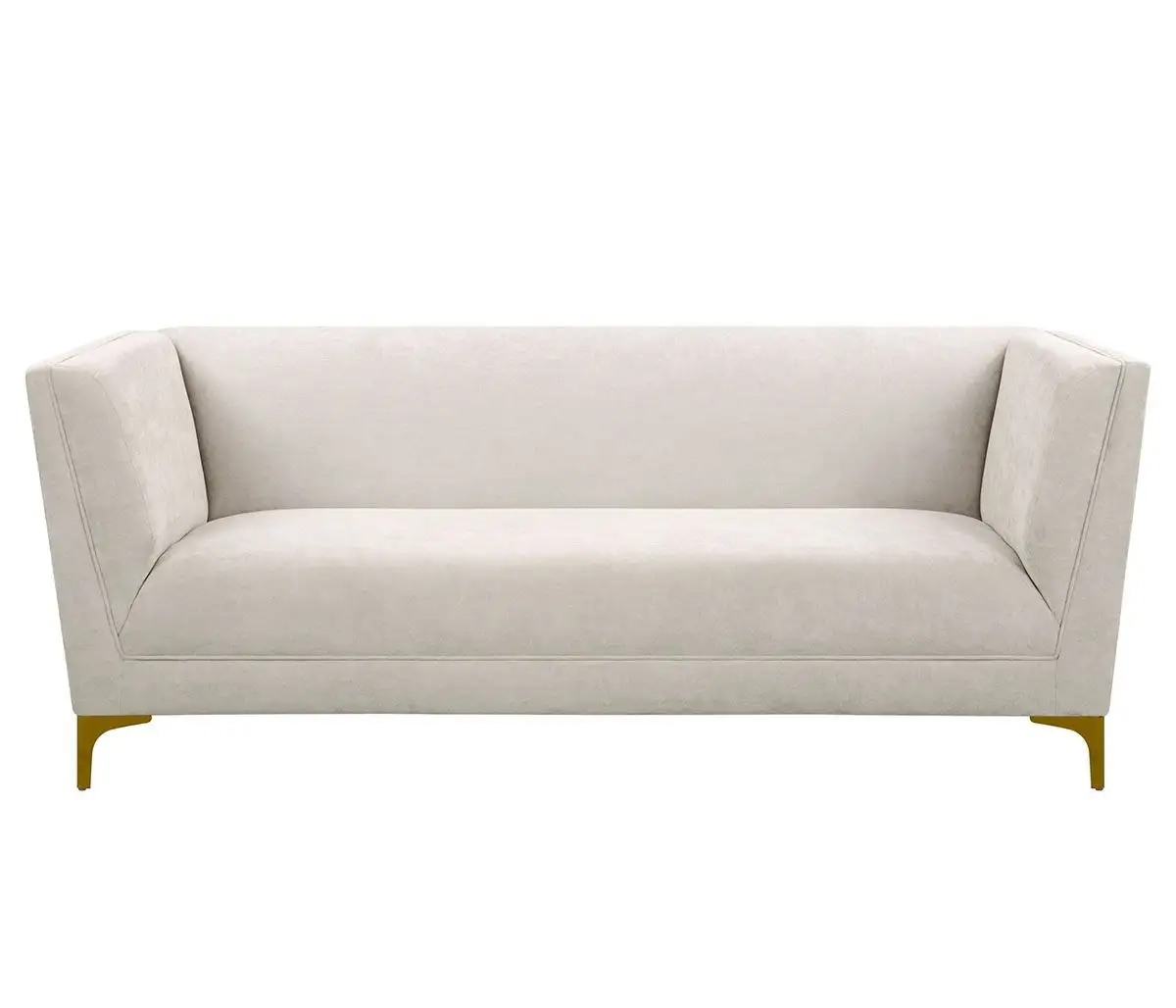 Sofa băng đôi SF-389 màu be nhạt, chụp chính diện trên nền trắng. Sofa có thiết kế hiện đại với tay vịn và lưng tựa liền m…