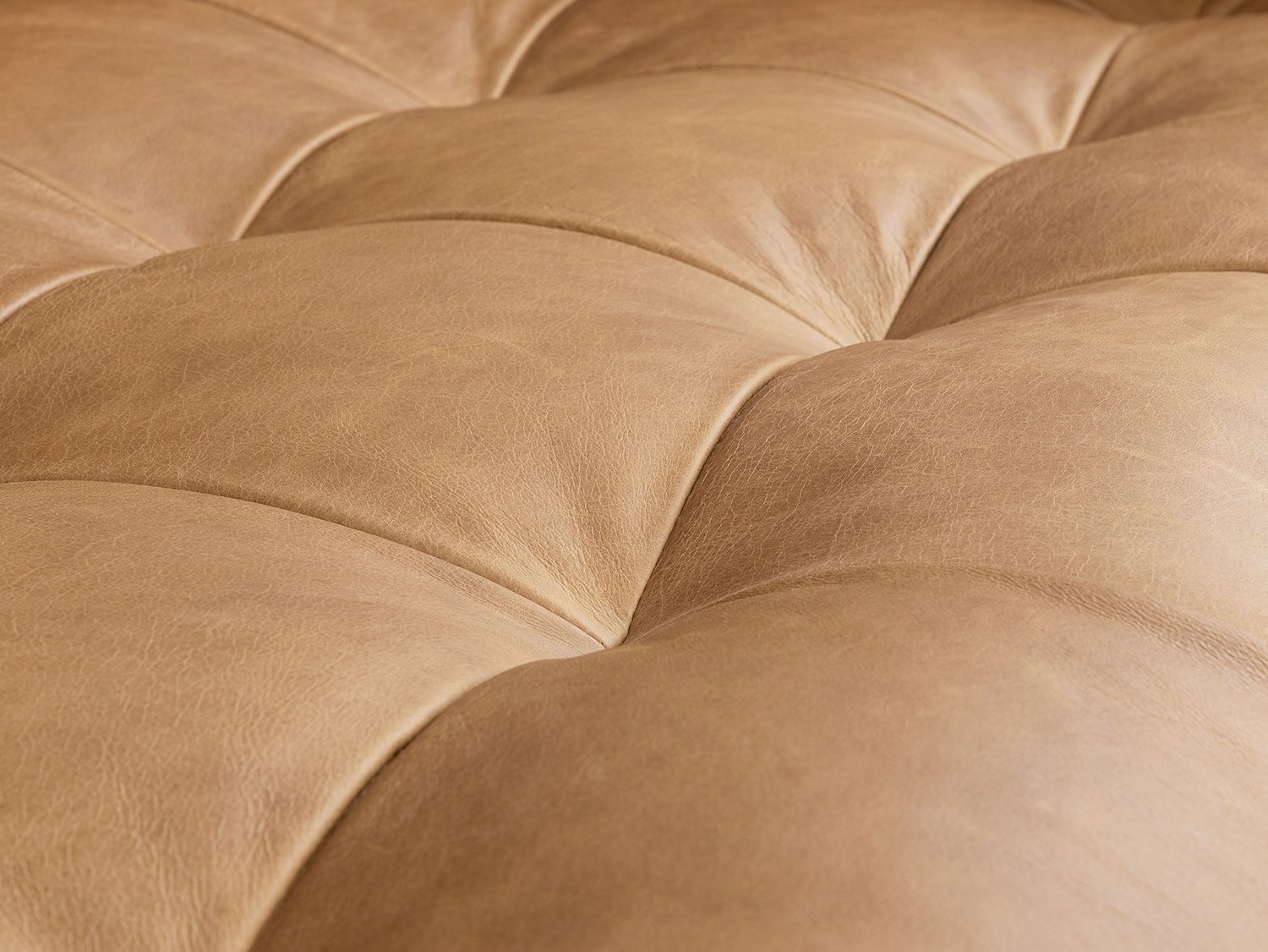 Cận cảnh bề mặt đệm ghế sofa Charme 001 với các nút rút (tufted) tạo hình quả trám, mang đến vẻ đẹp cổ điển pha lẫn hiện đ…