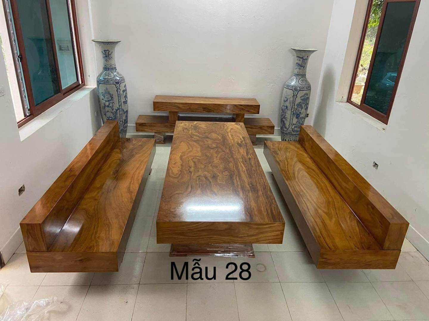 bàn ghế gỗ nguyên khối