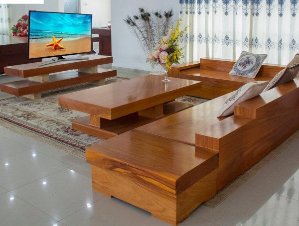 bàn ghế gỗ nguyên khối