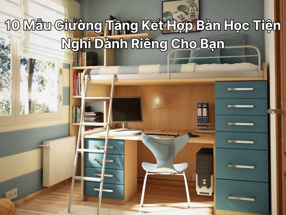 Mẫu giường tầng kết hợp bàn học tiện nghi cho phòng ngủ trẻ em tại Nội Thất Gia Khánh