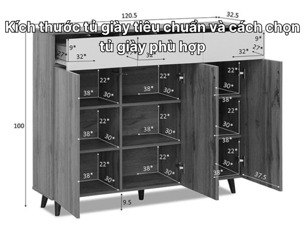 kích thước tủ giày