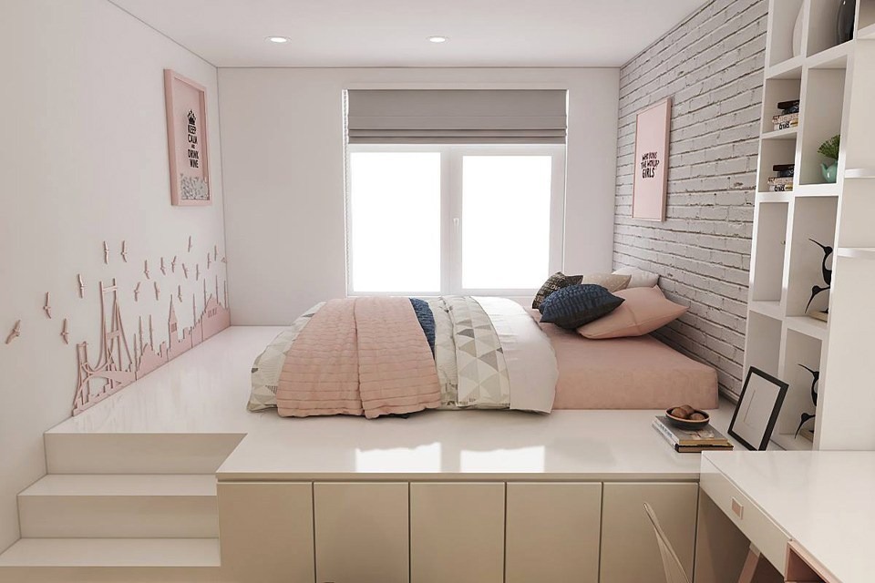 trang trí phòng ngủ nhỏ không giường1