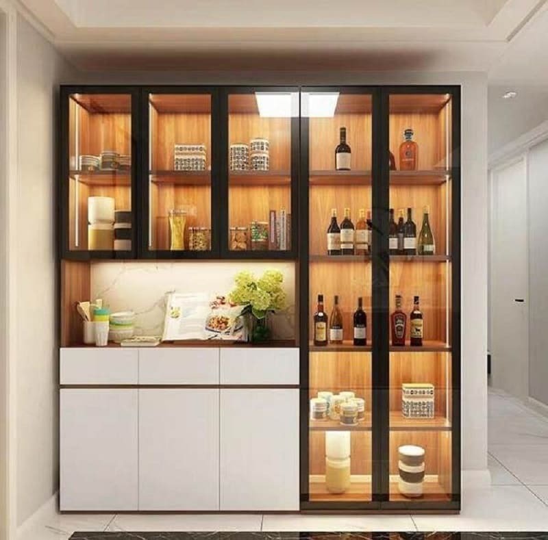 22 Mẫu Tủ Rượu Gỗ Công Nghiệp Cao Cấp Cho Phòng Bếp